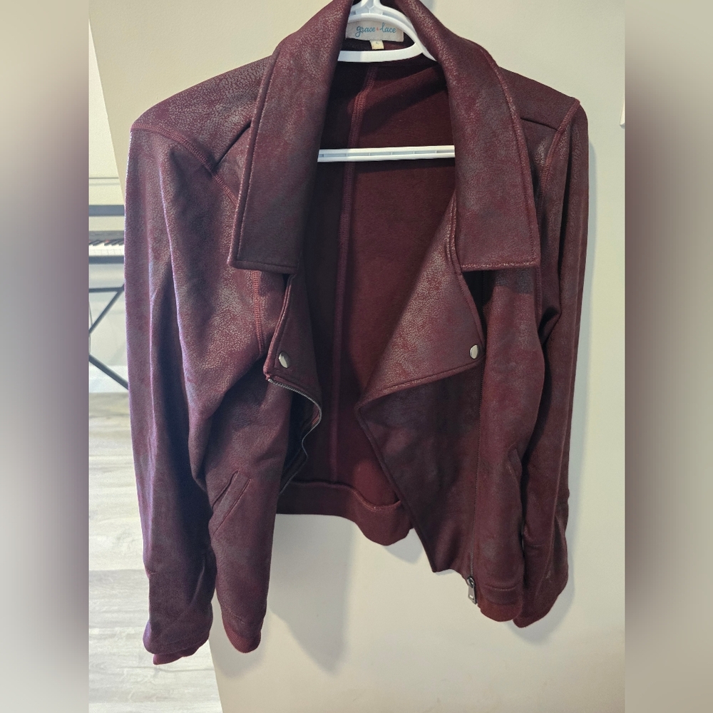 Grace and Lace Motto Jacket - Wine